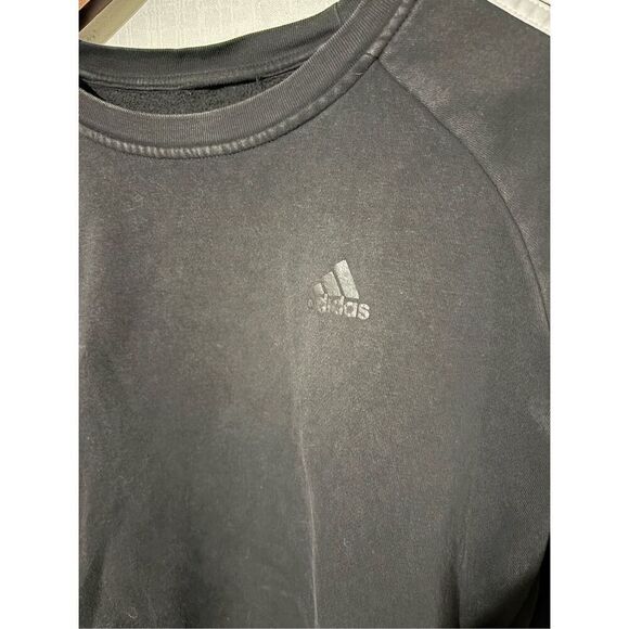Adidas Women's Small Black White Pullover Sweater Striped Crewneck - Picture 2 of 4